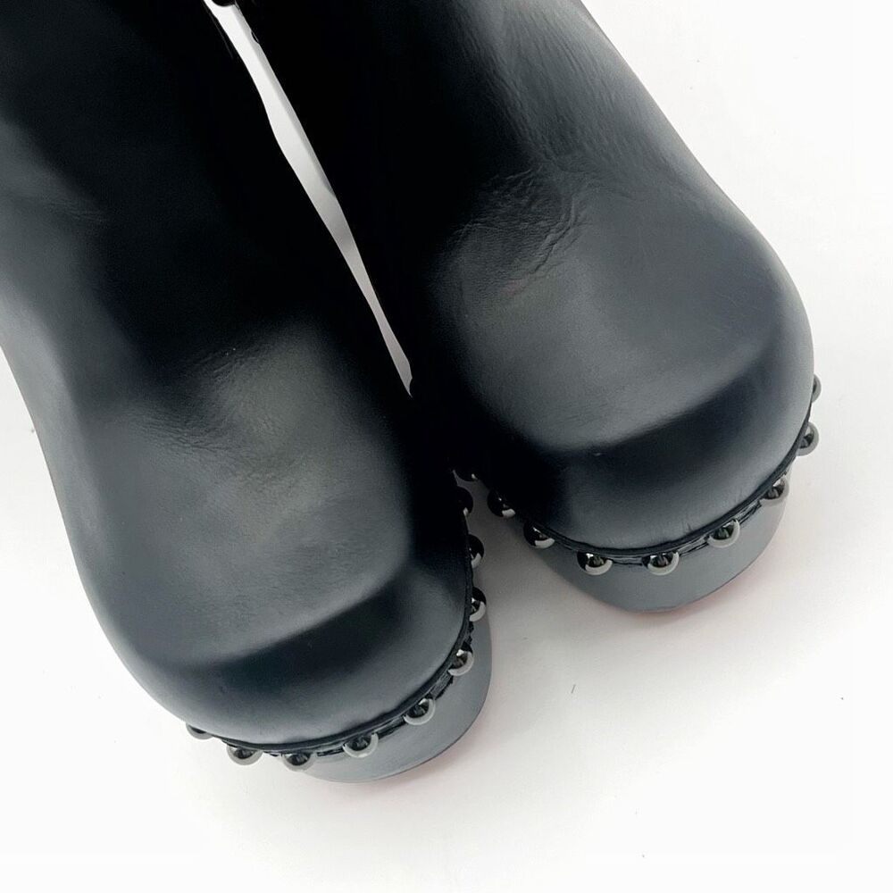 CHRISTIAN LOUBOUTIN Joan Black Leather Ankle Boots Size 36 US 6 Clog Chunky - Picture 6 of 14